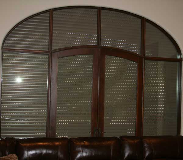 Exterior view of security screen installation