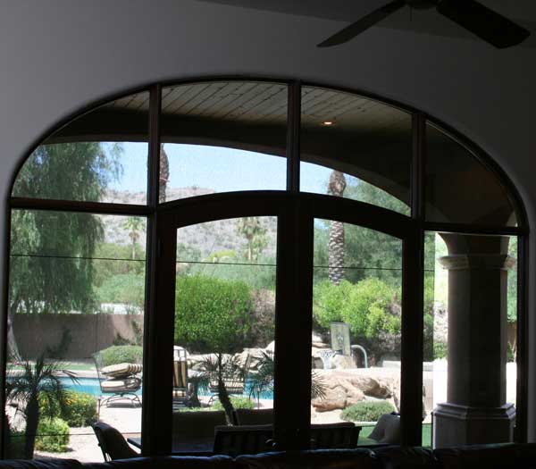 Exterior view of installed security screens
